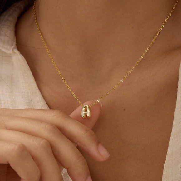 Initial Necklaces for Women Bubble Gold Silver Letter Necklace Dainty Personaliz - Picture 8 of 8